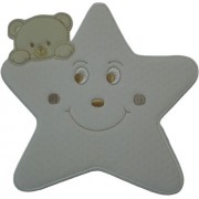 Iron-on Patch - Large Cream Star with Teddy Bear